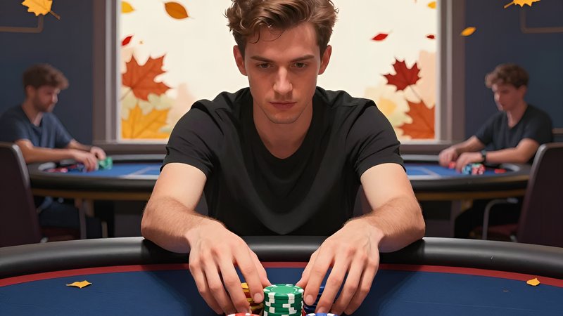 Focused player pushing a chip tower to master October Poker Tactics Navigating High-Variance Play